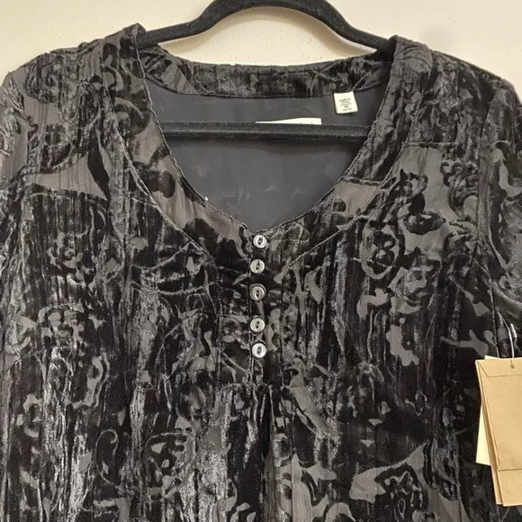 Coldwater Creek Tie Sleeve Burnout Shirt Size Medium New - Picture 4 of 6